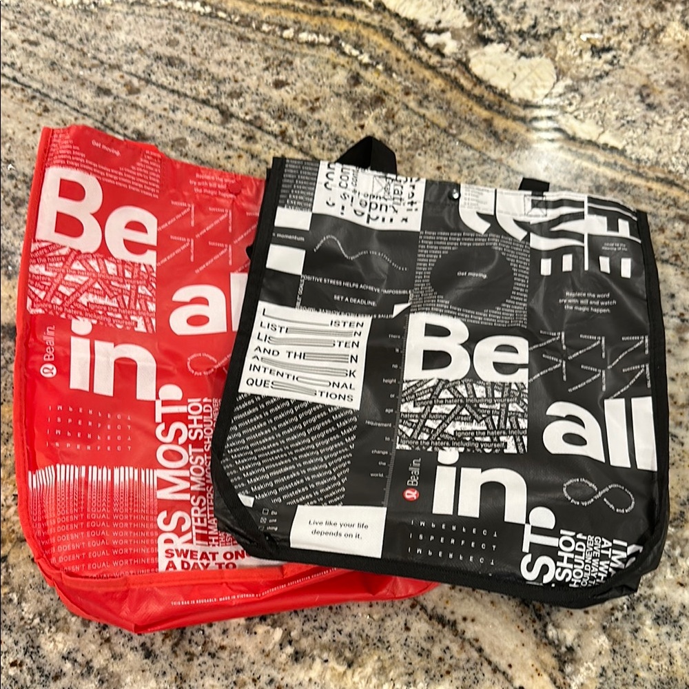 Be in Red and Black Tote Bags
